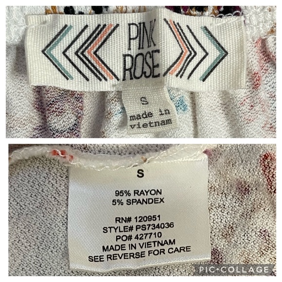 Pink Rose Floral Off the Shoulder Top Small - Picture 3 of 4
